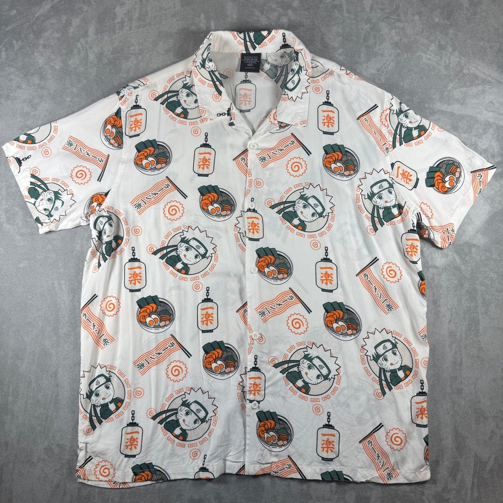 Naruto Shippuden Ichiraku Ramen Mens XL Rayon Camp Shirt All Over Print Anime